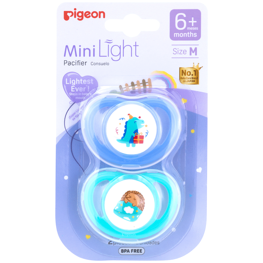 Pigeon Baby & Toddler Pigeon - MINILIGHT PACIFIER (2 PC) M DINO B/DAY/ HEDGEHOG
