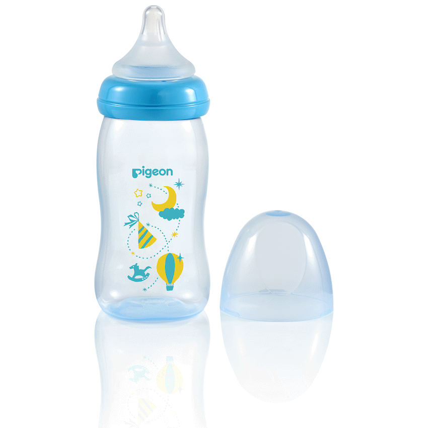 Pigeon Baby & Toddler Pigeon Peristaltic Plus PP Bottle 240ml (M Hole) - Blue