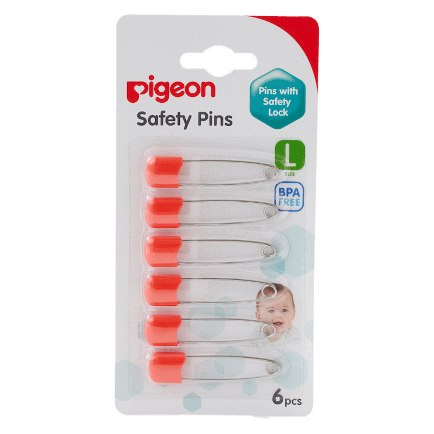 Pigeon Baby & Toddler Pigeon Safety Pin (L) 6 Pcs/Card