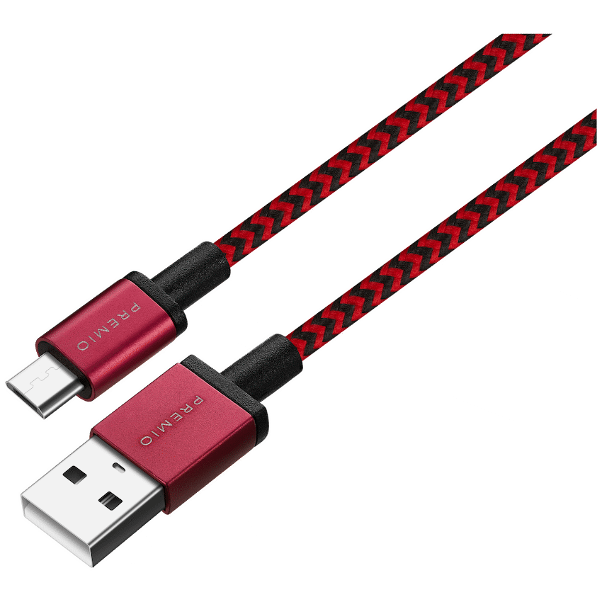 Premio Premio braided Micro USB cable Black/ Red 1.8m