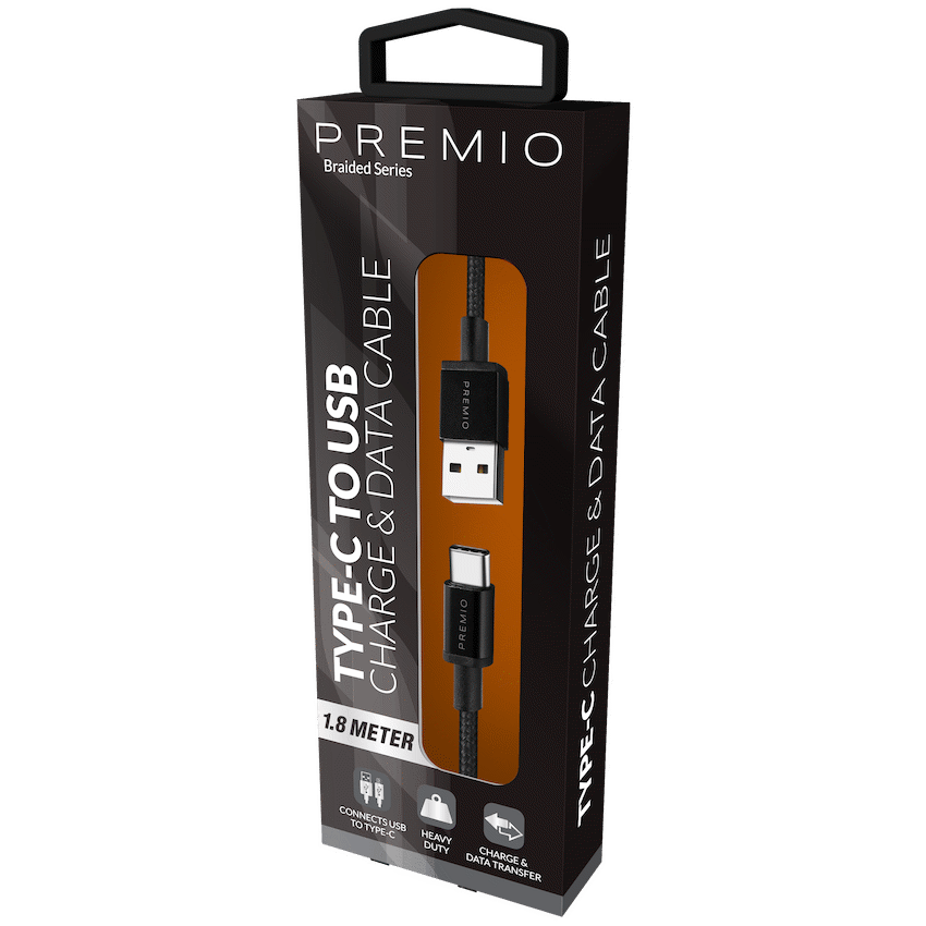 Premio Premio braided USB Type-C cable Black 1.8m