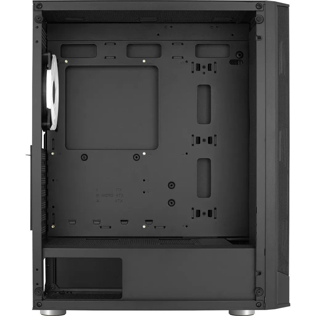 Aerocool Prism ARGB Black Mid tower case - 120mm ARGB Fan x 4; 6-port ARGB control hub - ATX - 2x 2.5'' or 2x3.5'' - 360 Radiato