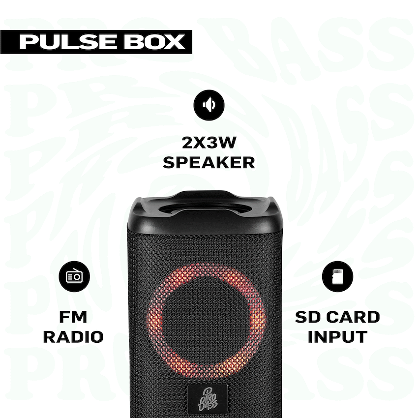 Pro Bass Audio Pro Bass Pulse Box Portable Bluetooth Speaker - Black