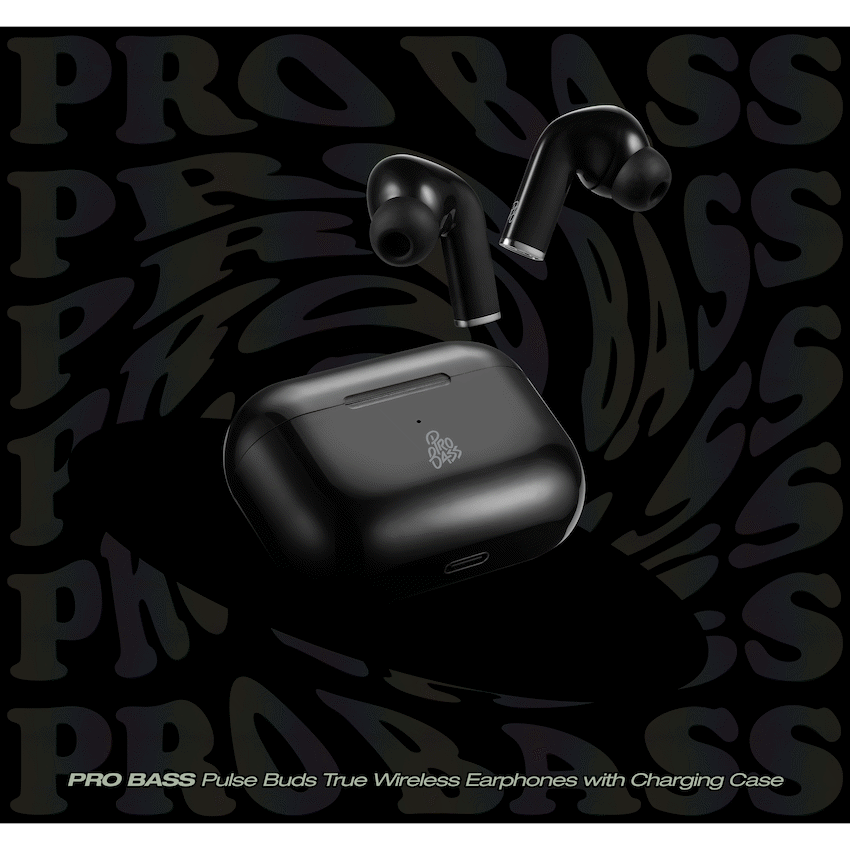 Pro Bass Audio Pro Bass Pulse Buds True Wireless Earphones with Charging Case - Black
