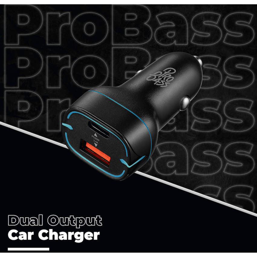 Pro Bass Mobile Accessories Pro Bass AutoPower Series 32w Dual USB and Type-C Car Charger