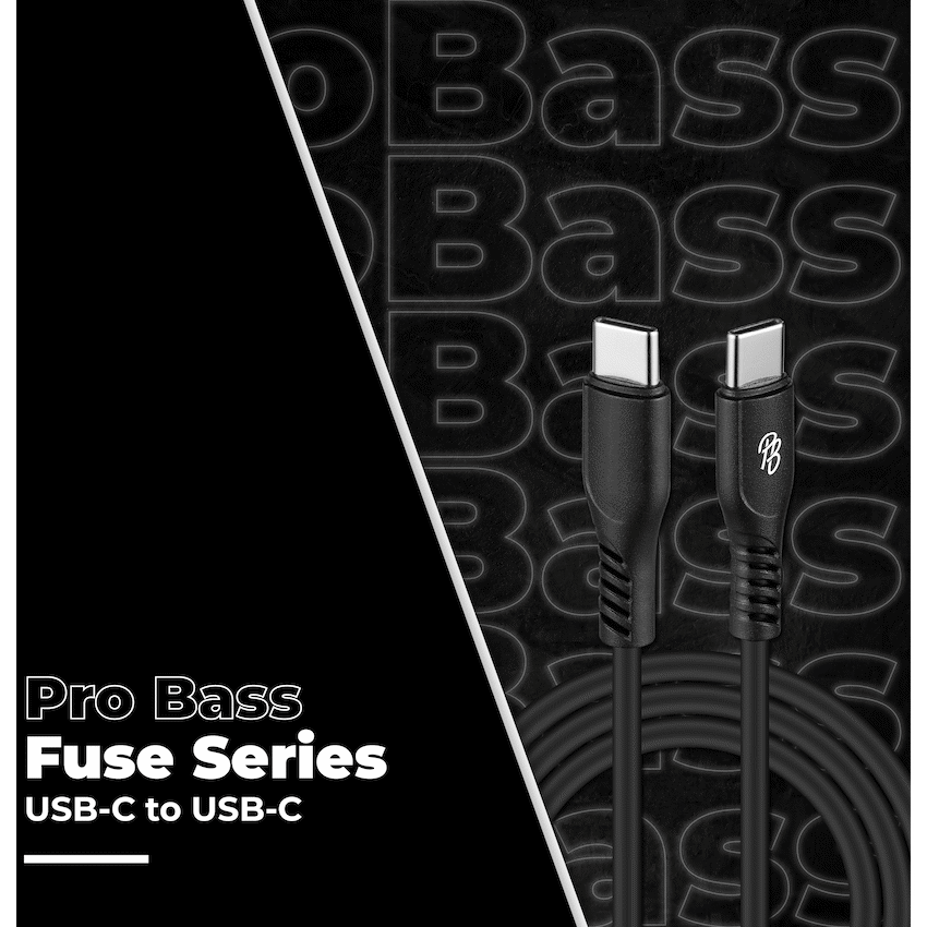 Pro Bass Mobile Accessories Pro Bass Fuse Series 1m Type-C to Type-C Cable - Black