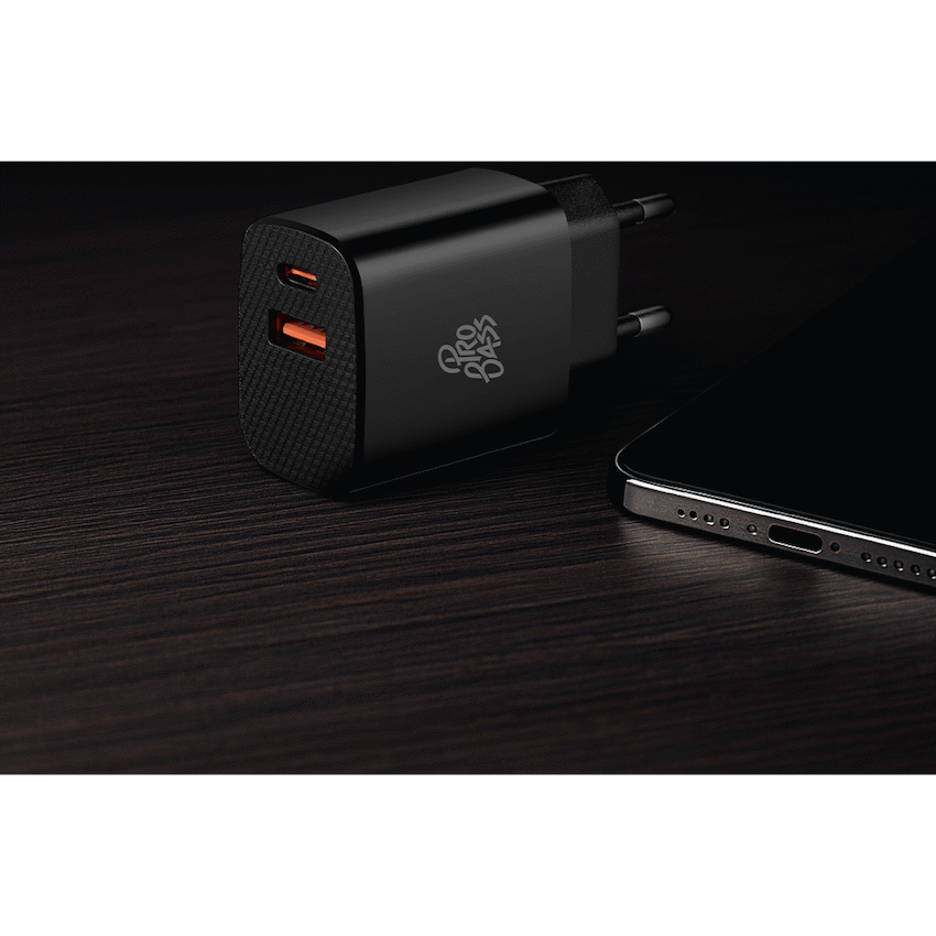 Pro Bass Mobile Accessories Pro Bass PowerCharge Series 12w Dual USB and Type-C Wall Charger - Black