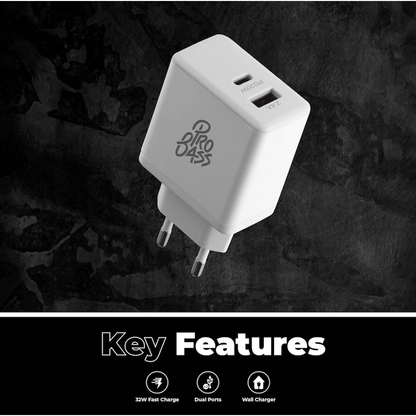 Pro Bass Mobile Accessories Pro Bass RapidCharge Series 32w Dual USB and Type-C Wall Charger