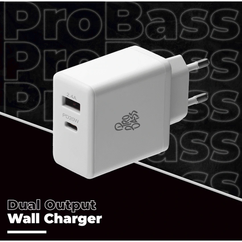 Pro Bass Mobile Accessories Pro Bass RapidCharge Series 32w Dual USB and Type-C Wall Charger