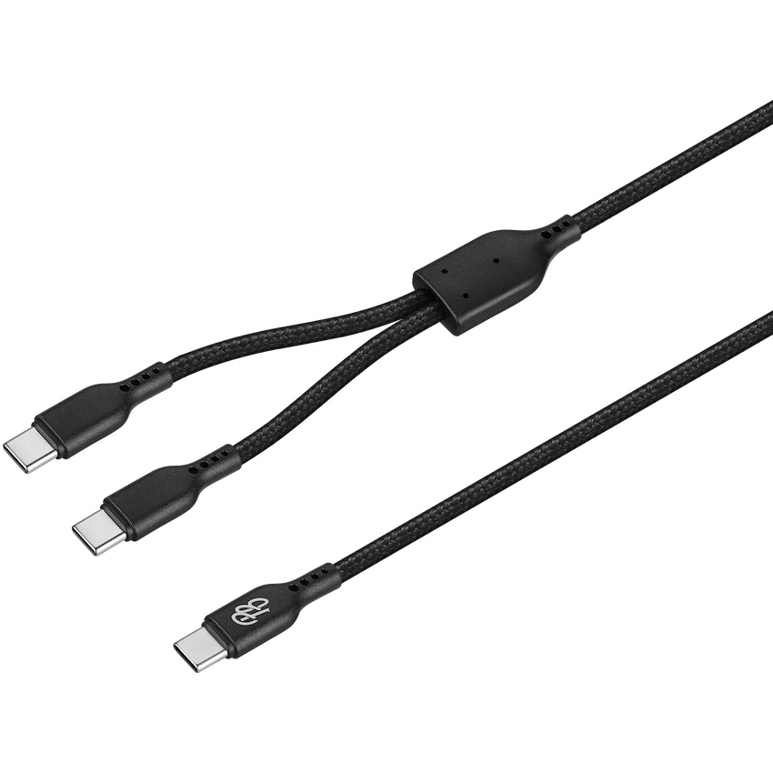 Pro Bass Pro Bass Cord Series 1.2m 15w USB-C to 2x USB-C Braided - Black