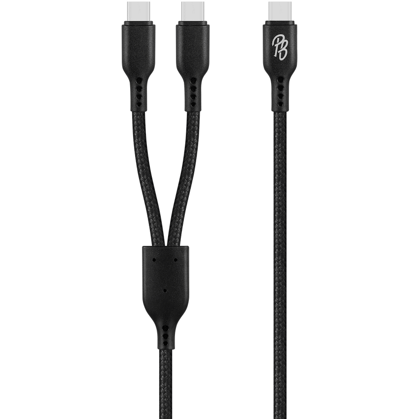 Pro Bass Pro Bass Cord Series 1.2m 15w USB-C to 2x USB-C Braided - Black