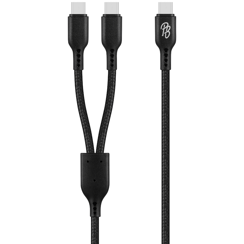 Pro Bass Pro Bass Cord Series 1.2m 15w USB-C to 2x USB-C Braided - Black