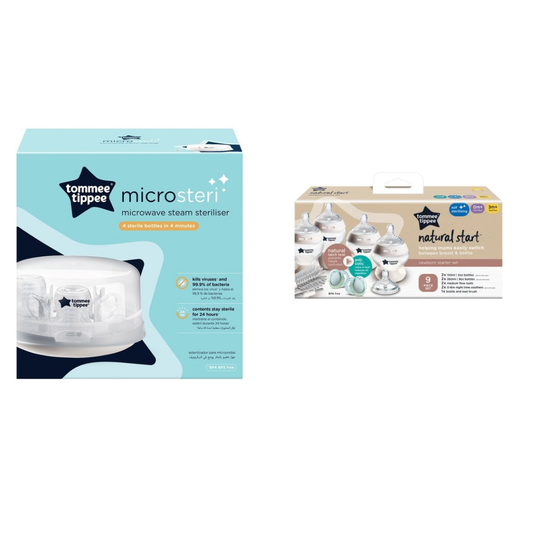 Tommee Tippee New Born Starter Kit + Tommee Tippee Microwave steriliser Combo Deal