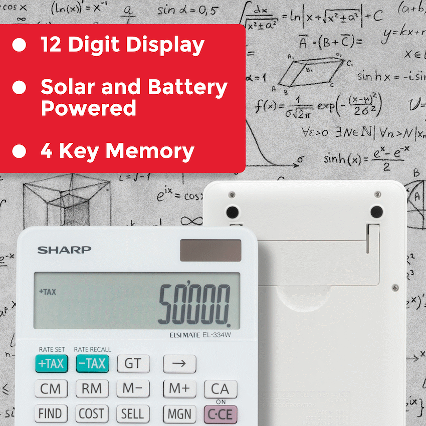 Sharp Education and learning Sharp ElsiMate EL334WB - 12 Digit Desk Calculator