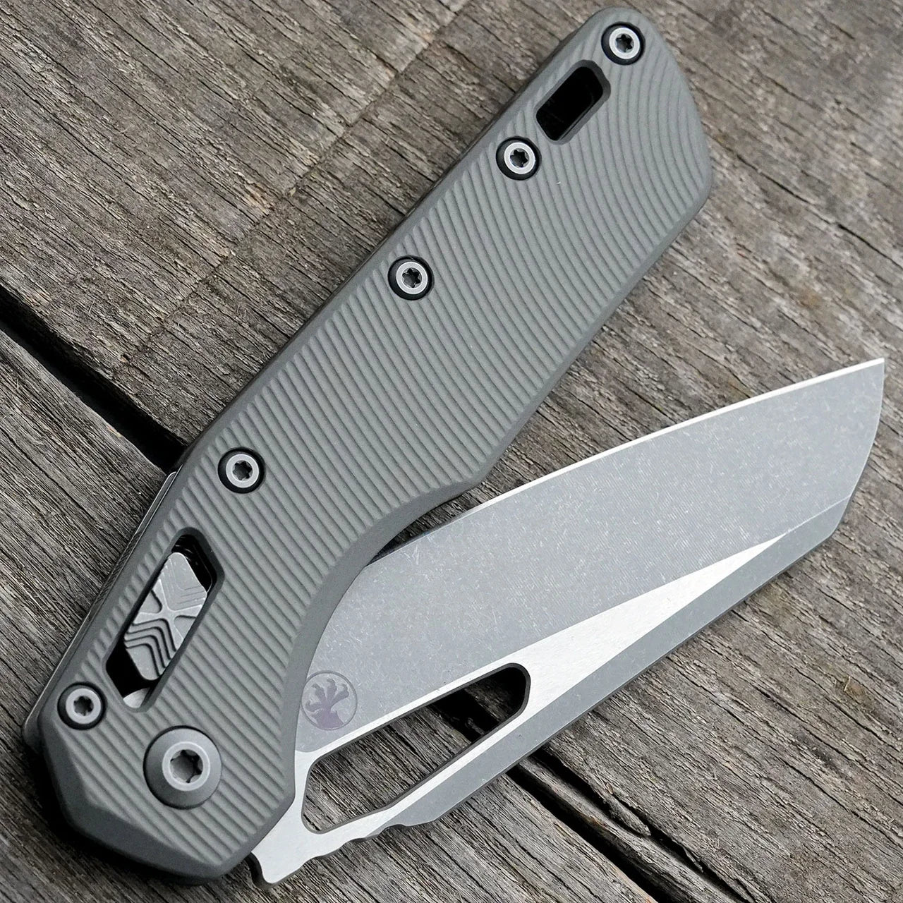 AWT Microtech MSI Scales – Contoured - Aggressive Agent Milling - Sniper Grey Anodized