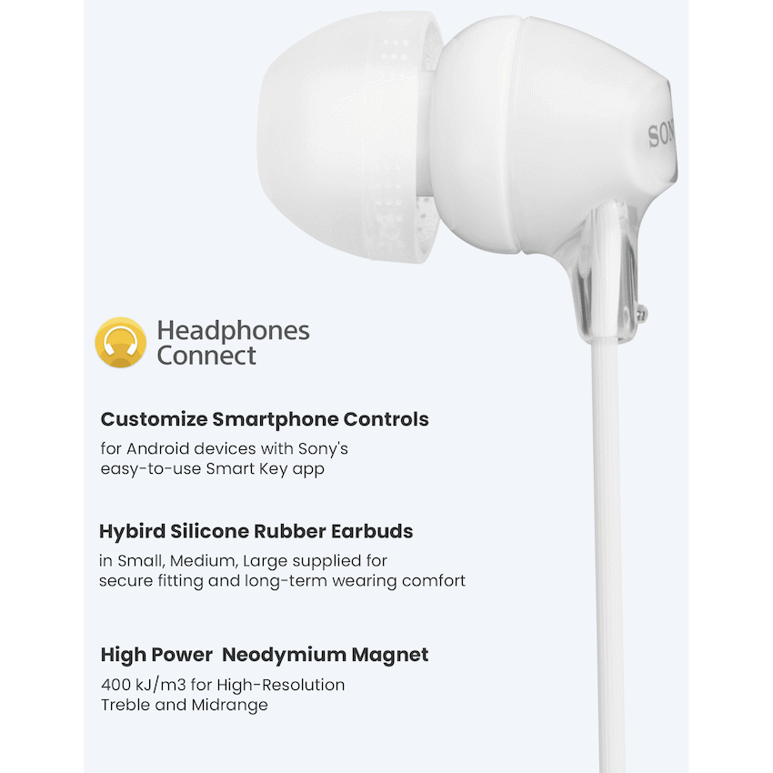 Sony Audio Sony MDR-EX15AP (White) InEar Earphone with Mic for iPhone - Android - Blackberry
