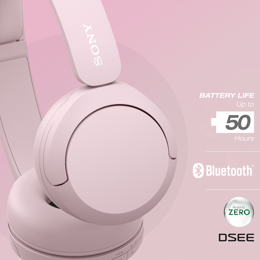 Sony Audio Sony WH-CH520 (Pink) Bluetooth On-Ear Headphones