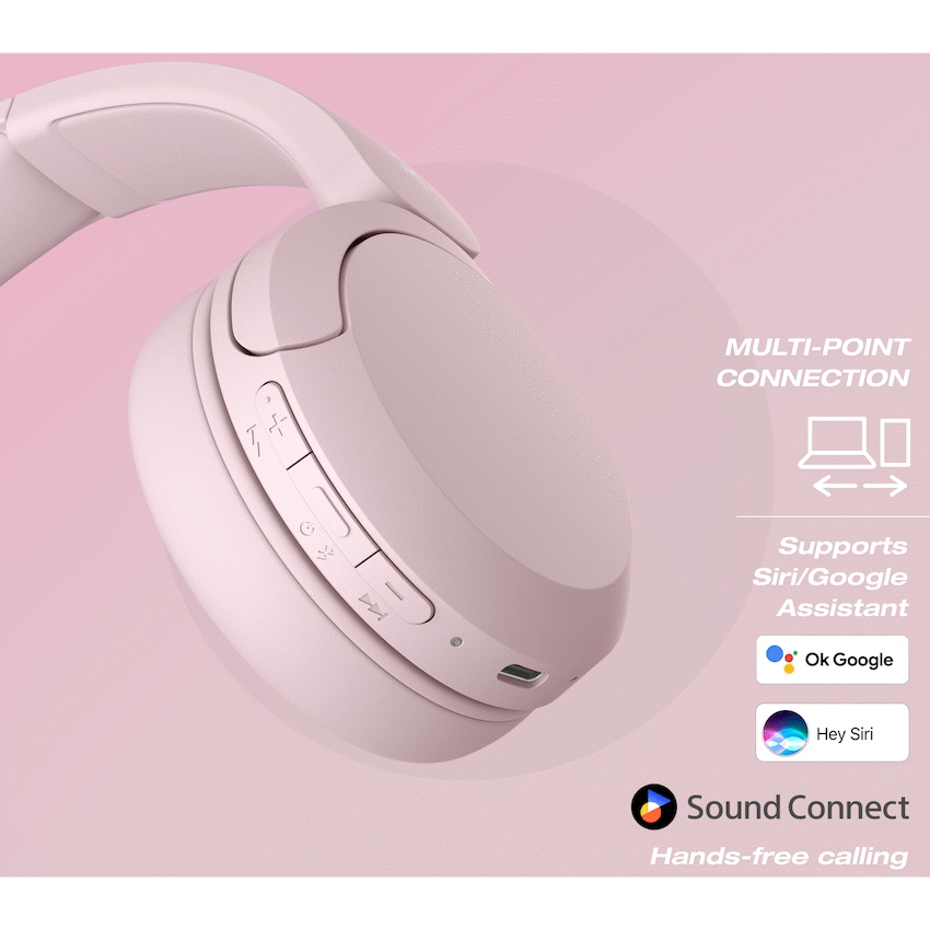 Sony Audio Sony WH-CH520 (Pink) Bluetooth On-Ear Headphones