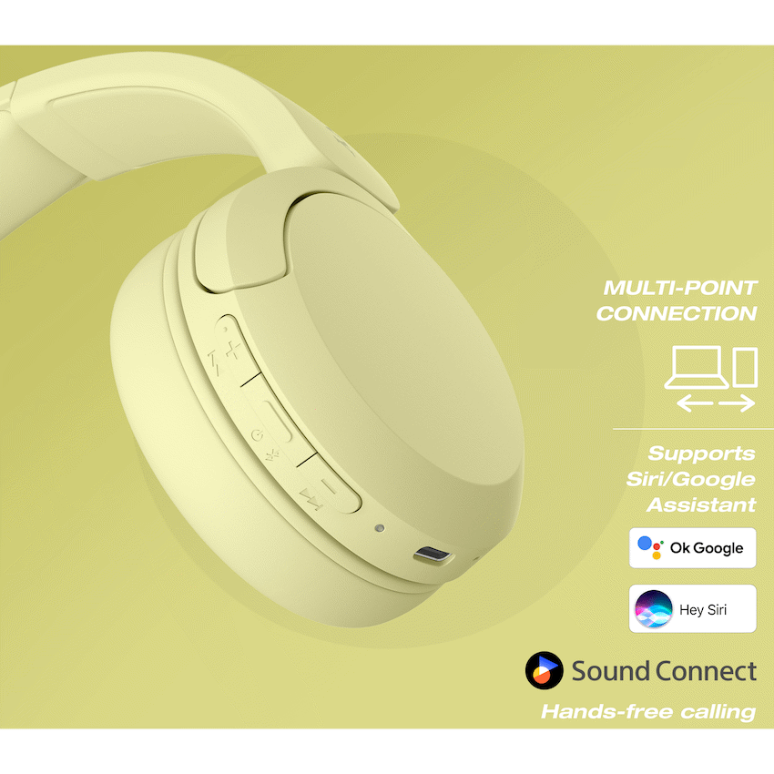 Sony Audio Sony WH-CH520 (Yellow) Bluetooth On-Ear Headphones