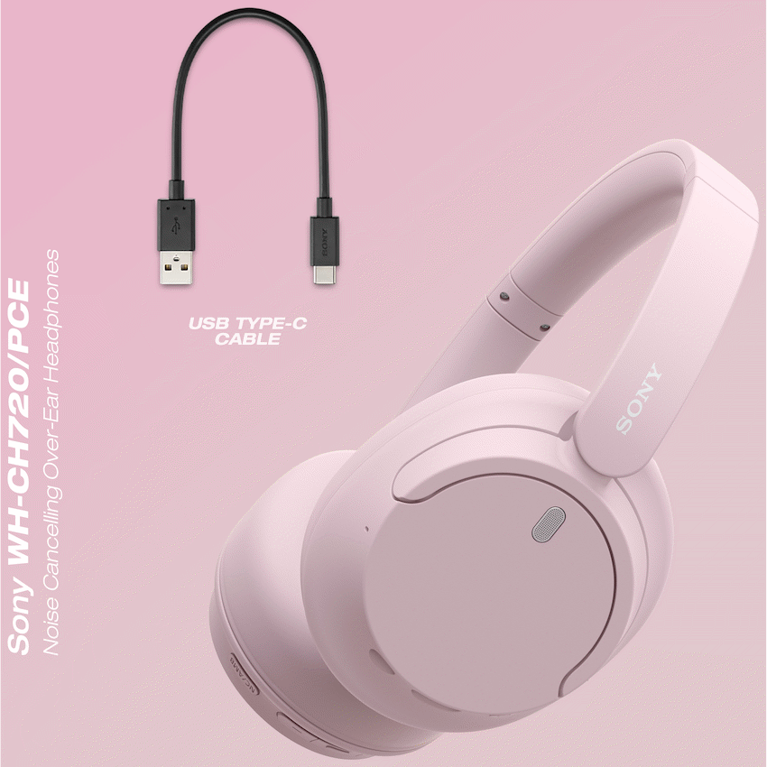 Sony Audio Sony WH-CH720 (Pink) Noise Cancelling Over-Ear Headphones