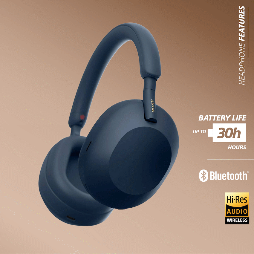 Sony Audio Sony WH1000XM5 (Blue) Noise-Cancelling BT Headphones