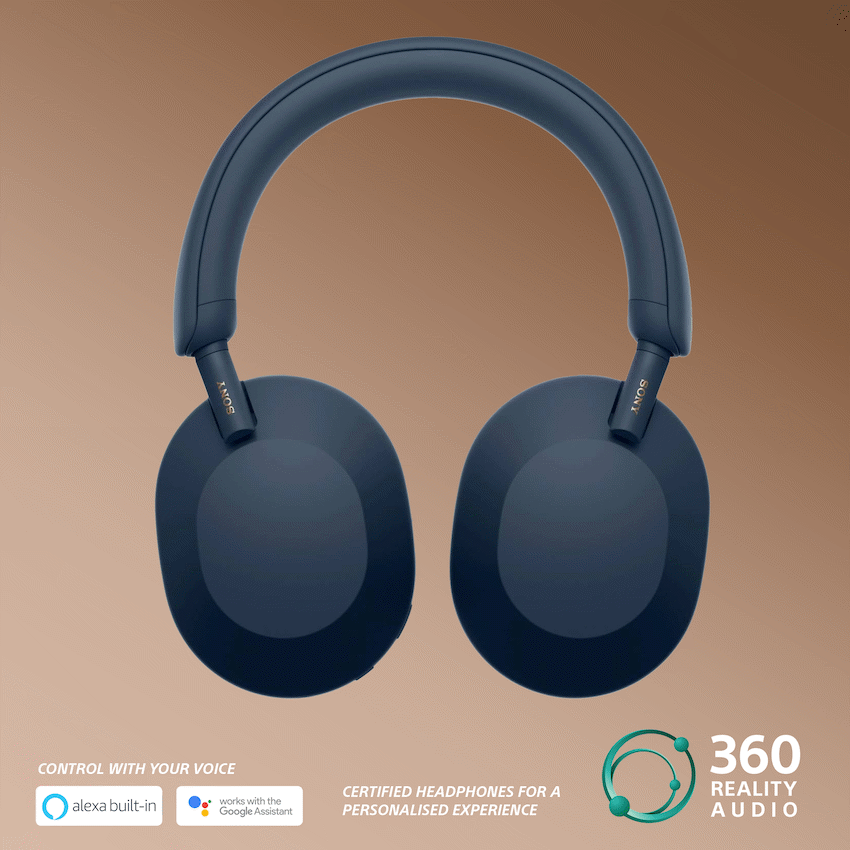 Sony Audio Sony WH1000XM5 (Blue) Noise-Cancelling BT Headphones