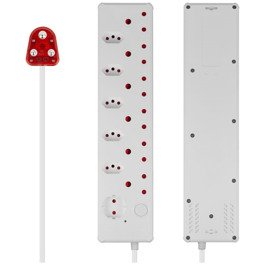 Switched Electrical Switched 12-Way High Surge Multiplug 0.5m - White
