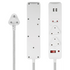 Switched Electrical SWITCHED 3 Way Medium Surge Protected Multiplug with Dual 2.4A USB Ports 0.5M Braided Cord White