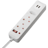 Switched Electrical SWITCHED 3 Way Medium Surge Protected Multiplug with Dual 2.4A USB Ports 0.5M Braided Cord White