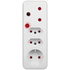 Switched Electrical Switched 4-Way Medium Surge Adaptor with Schuko - White