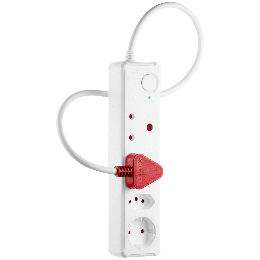 Switched Electrical Switched 4-Way Medium Surge-Protected Multiplug 0.5m Cord - White