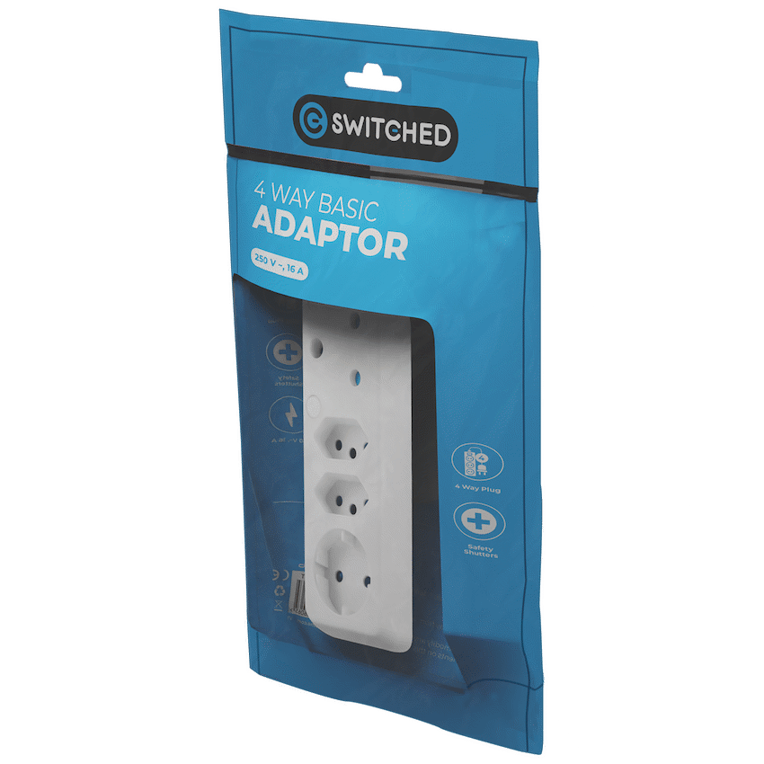 Switched Electrical SWITCHED  4 Way Schuko Adaptor