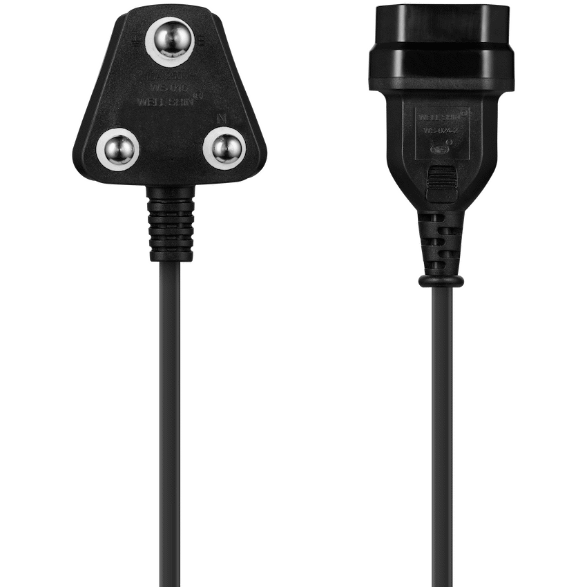 Switched Electrical Switched Easy Cable Extender SA 3-Pin to 2-Pin Euro Socket 2m - Black