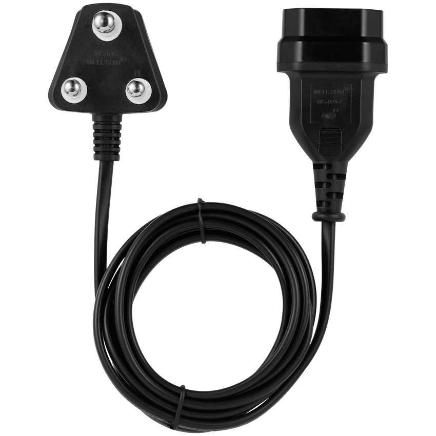 Switched Electrical Switched Easy Cable Extender SA 3-Pin to 2-Pin Euro Socket 2m - Black