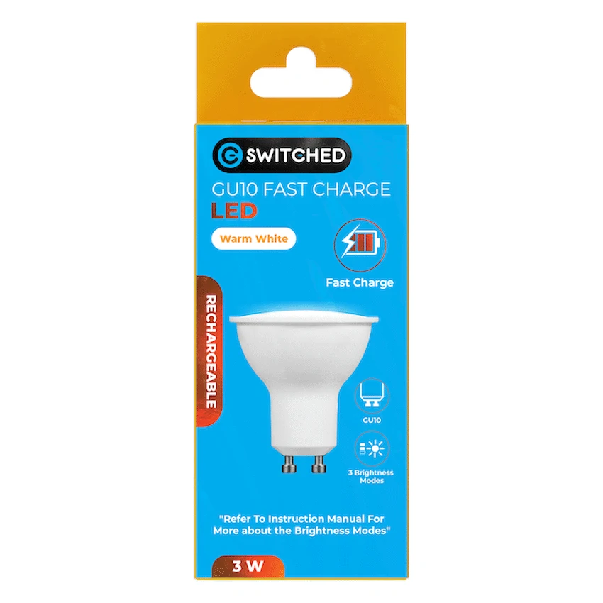 Switched Lighting Switched 3w GU10 Rechargeable Fast Charge LED WW