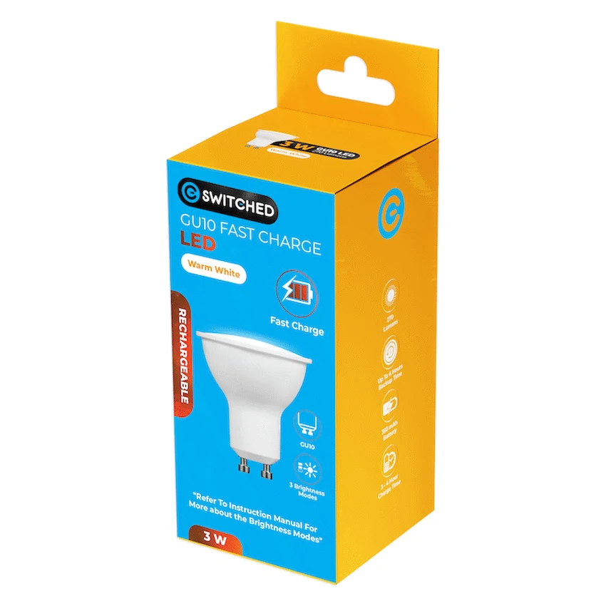 Switched Lighting Switched 3w GU10 Rechargeable Fast Charge LED WW
