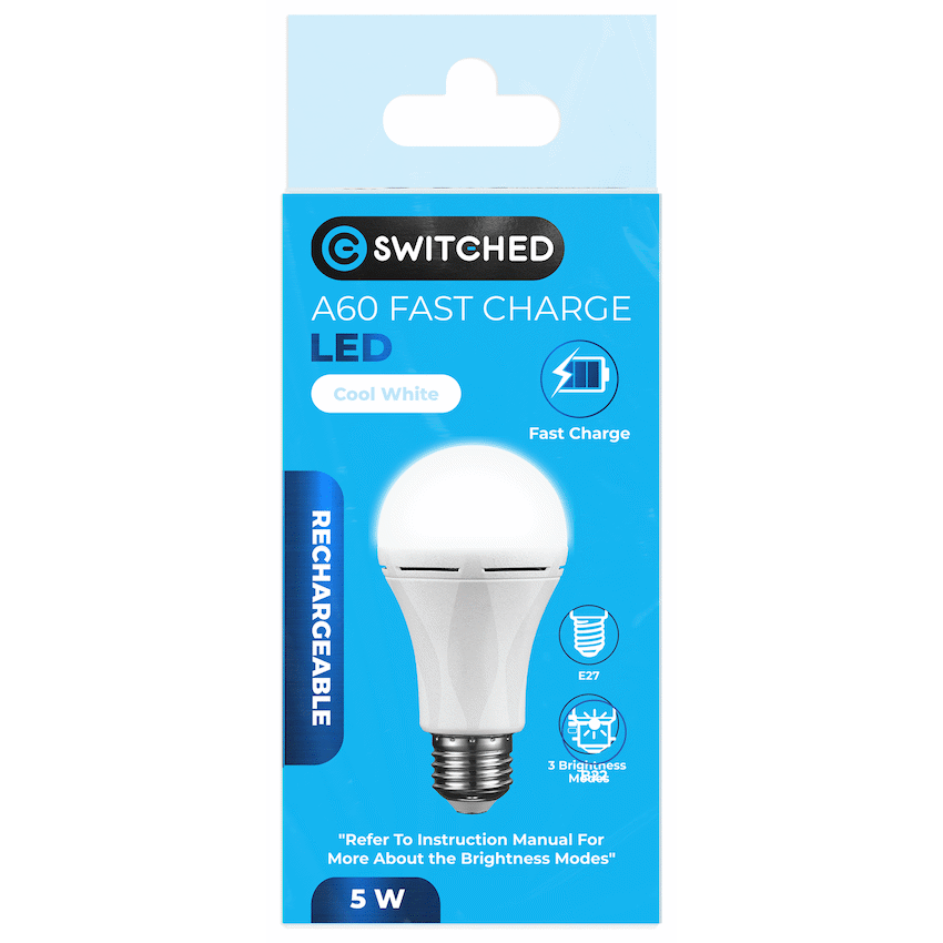 Switched Lighting Switched 5w A60 Rechargeable Fast Charge E27 LED - CW