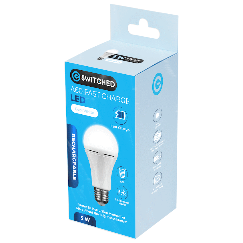 Switched Lighting Switched 5w A60 Rechargeable Fast Charge E27 LED - CW
