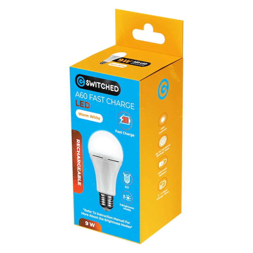 Switched Lighting Switched 9w A60 Rechargeable Fast Charge E27 LED - WW