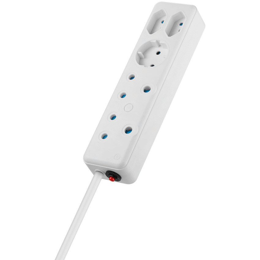 Switched SWITCHED 5 Way Multiplug - White