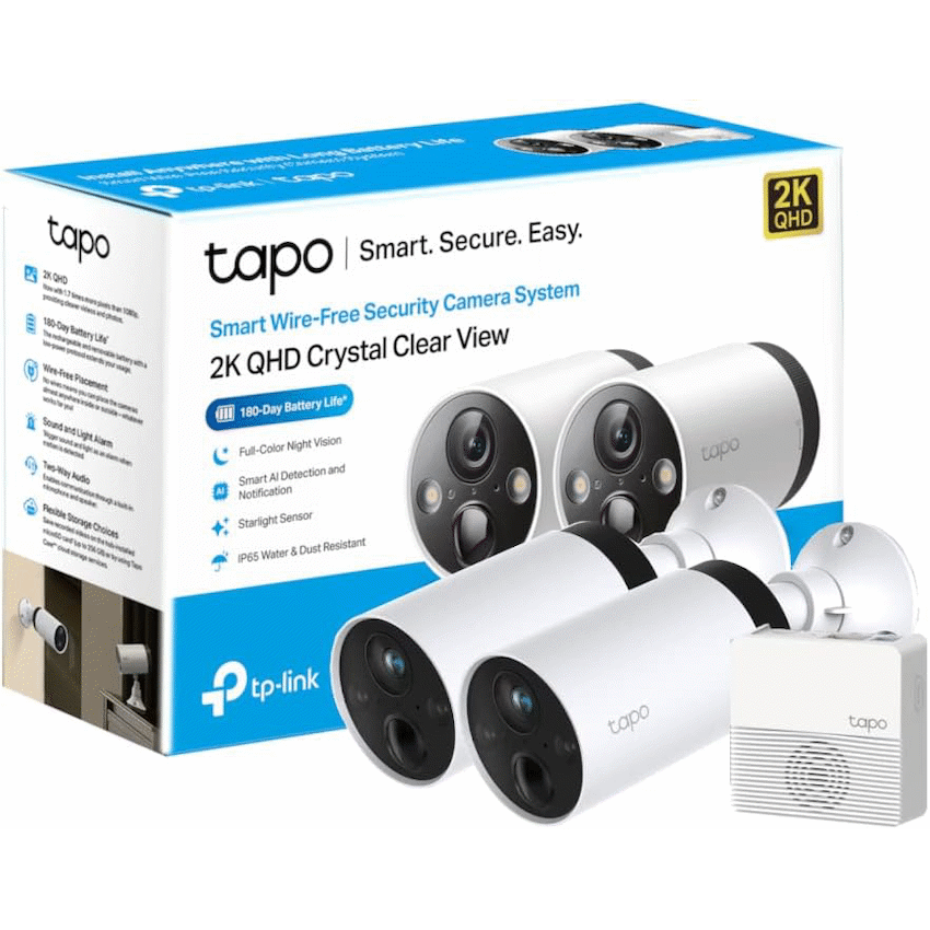 Tapo Smart Home TP-Link Tapo C420S2 2K Smart Wire-Free Security Camera, 2 Camera System