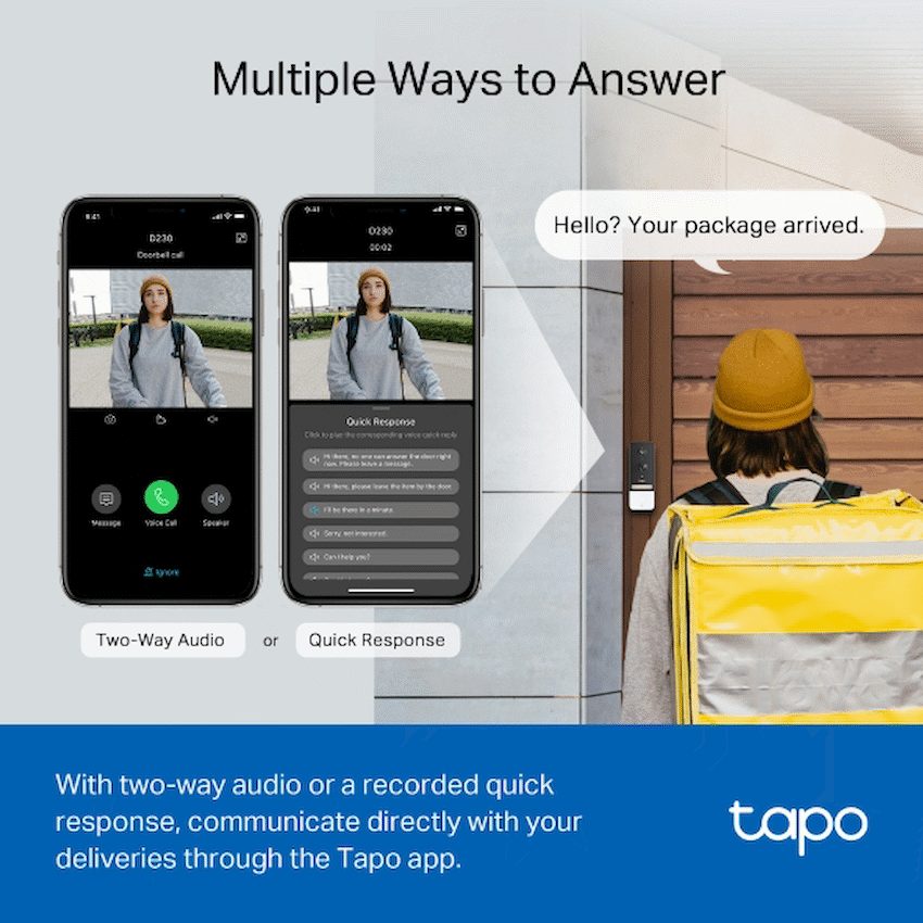 Tapo Smart Home TP-Link Tapo D230S1 5MP 2K Smart Battery Video Doorbell 180 Days
