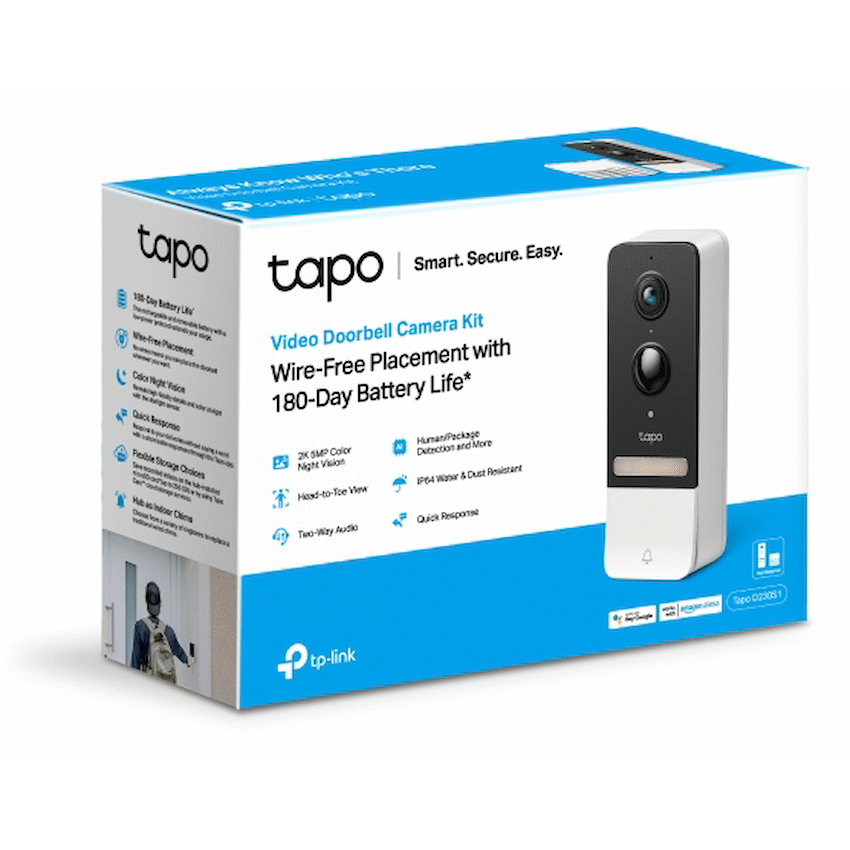 Tapo Smart Home TP-Link Tapo D230S1 5MP 2K Smart Battery Video Doorbell 180 Days
