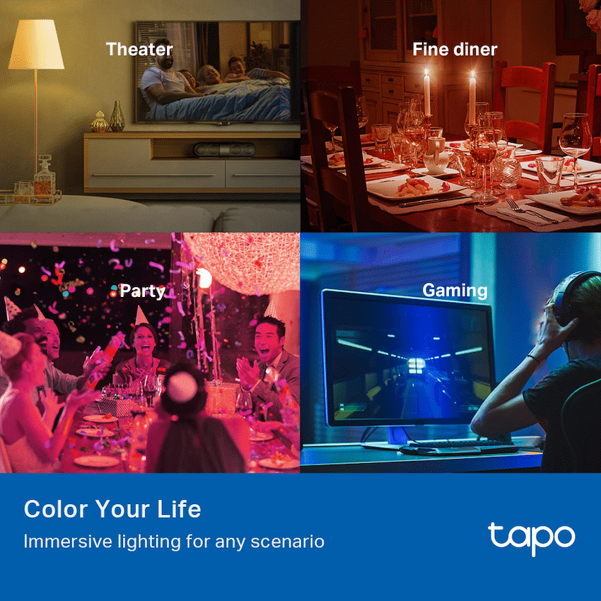 Tapo Smart Home TP-Link Tapo L530E (4-Pack) Smart Wi-Fi Light Bulb - Multicolor