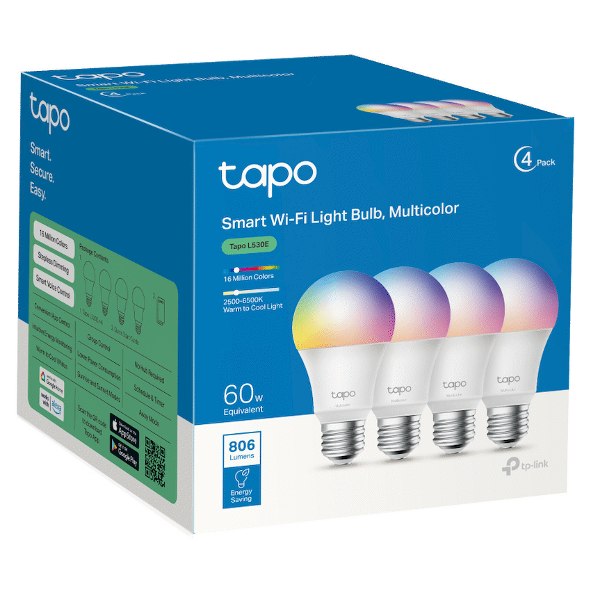 Tapo Smart Home TP-Link Tapo L530E (4-Pack) Smart Wi-Fi Light Bulb - Multicolor