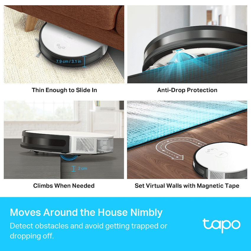 Tapo Smart Home TP-Link Tapo RV10 Robot Vacuum and Mop, Gyroscope, 2600 mAh, 300 ml