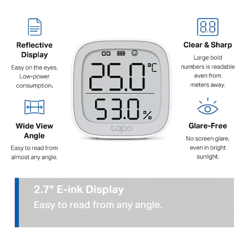 Tapo Smart Home TP-Link Tapo T315 Smart 868mhz Temperature & Humidity Monitor