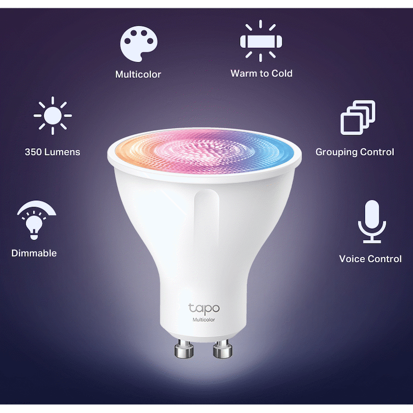 Tapo Smart Home TP-Link Tapo TL33 3.7W Smart Wi-Fi Multicolour, Dimmable, GU10