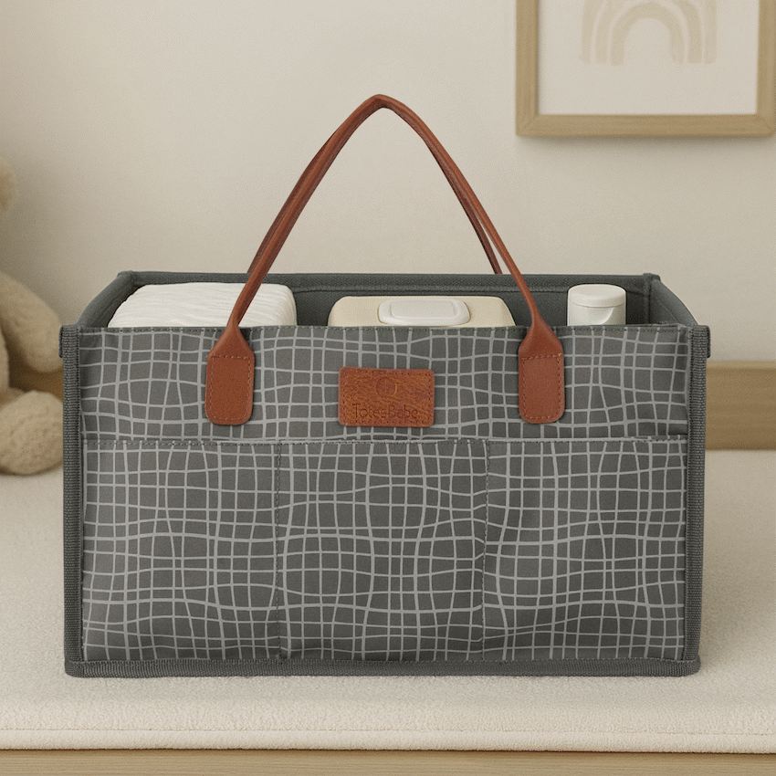 Totes Babe Bags Totes Babe Wavy Series Nursery Caddy Grey
