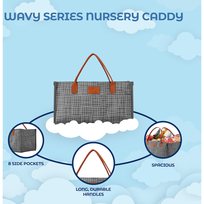 Totes Babe Bags Totes Babe Wavy Series Nursery Caddy Grey